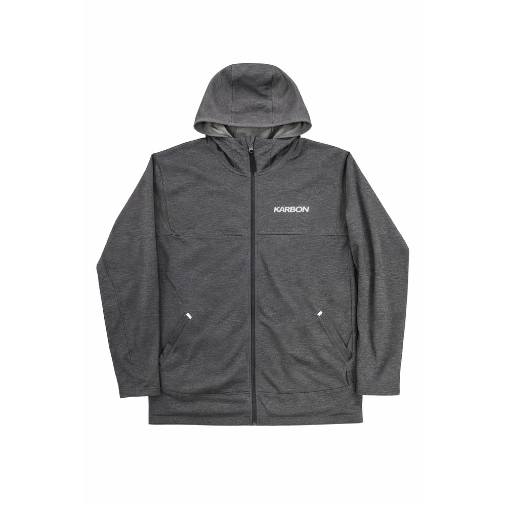 Karbon Mens XXL Full Zip‎ Hoodie Heather Gray Fleece Lined Performance Jacket